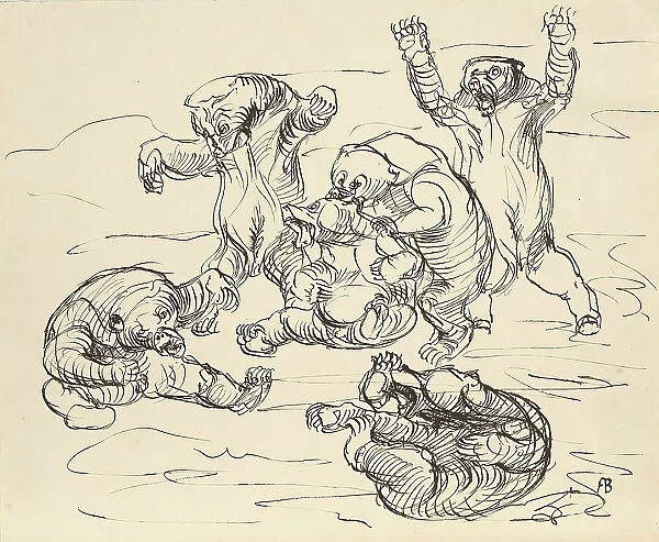 Brawling bears, 1909. Creator: Franz Barwig the Elder