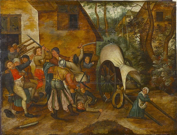 Brawling Peasants and Soldiers, End of 16th cen. Creator: Brueghel, Pieter