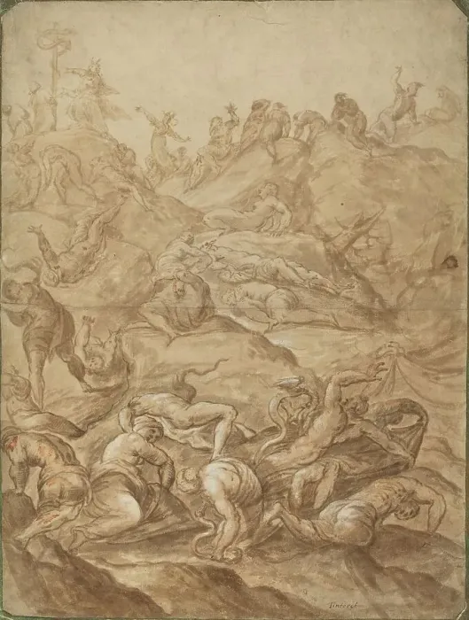 Framed Print : The Brazen Serpent. Creator: Jacopo Tintoretto Framed Print : The Brazen Serpent. Creator: Jacopo Tintoretto