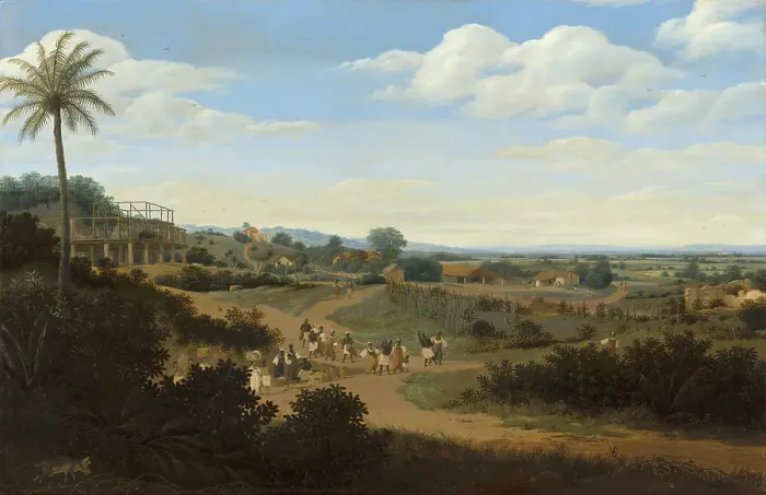 Framed Print : Brazilian Landscape with a House under Construction, c1632-1680. Creator: Frans Post Framed Print : Brazilian Landscape with a House under Construction, c1632-1680. Creator: Frans Post