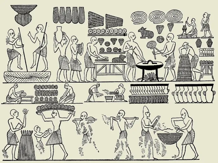 Framed Print : Bread making. From the tomb of Pharaoh Ramesses III in the Valley of the Kings, 1837. Creator: Wilkinson, Sir John Gardner (1797-1875) Framed Print : Bread making. From the tomb of Pharaoh Ramesses III in the Valley of the Kings, 1837. Creator: Wilkinson, Sir John Gardner (1797-1875)