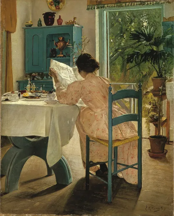 Framed Print : At Breakfast, 1898. Creator: Laurits Andersen Ring Framed Print : At Breakfast, 1898. Creator: Laurits Andersen Ring