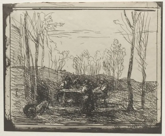 Framed Print : Breakfast in a Glade, original impression 1857, printed in 1921