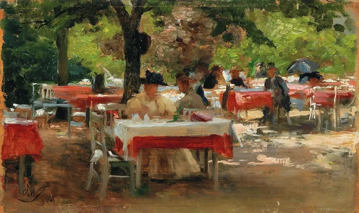 Framed Print : Breakfast in Karlovy Vary, 1895. Creator: Wisinger-Florian, Olga (1844-1926) Framed Print : Breakfast in Karlovy Vary, 1895. Creator: Wisinger-Florian, Olga (1844-1926)