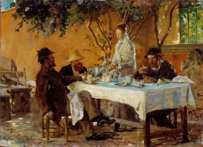 Framed Print : Breakfast in Sora. Artist: Kroyer, Peder Severin (1851-1909) Framed Print : Breakfast in Sora. Artist: Kroyer, Peder Severin (1851-1909)