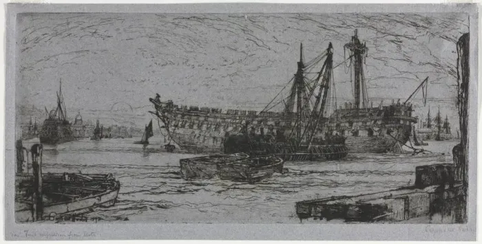 Framed Print : Breaking Up of the Agamemnon, 1870. Creator: Francis Seymour Haden (British, 1818-1910) Framed Print : Breaking Up of the Agamemnon, 1870. Creator: Francis Seymour Haden (British, 1818-1910)