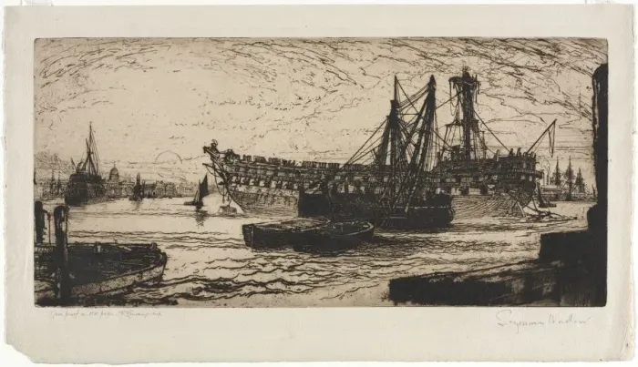 Framed Print : Breaking up of the Agamemnon. Creator: Francis Seymour Haden (British, 1818-1910) Framed Print : Breaking up of the Agamemnon. Creator: Francis Seymour Haden (British, 1818-1910)