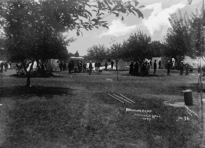 Framed Print : Breaking camp, 1893. Creator: William Cruikshank Framed Print : Breaking camp, 1893. Creator: William Cruikshank