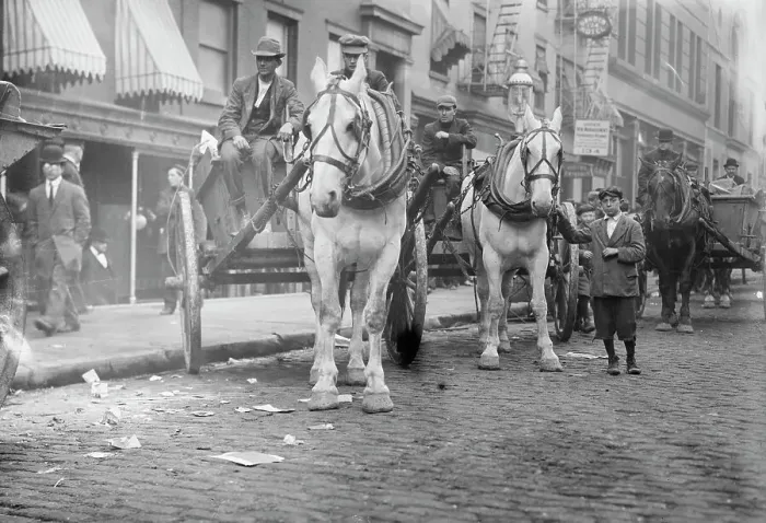 Framed Print : Breaking garbage strike at $5 day, 1911. Creator: Bain News Service