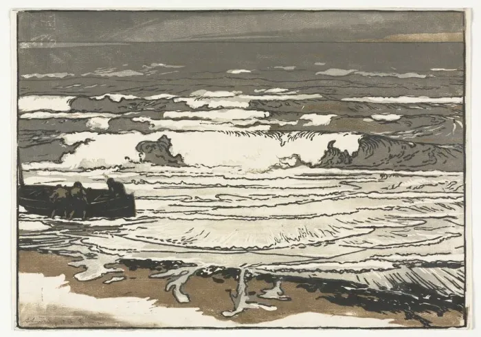 Framed Print : The Breaking Waves, Tide of September 1901, 1901. Creator: Auguste Louis Lepere (French Framed Print : The Breaking Waves, Tide of September 1901, 1901. Creator: Auguste Louis Lepere (French