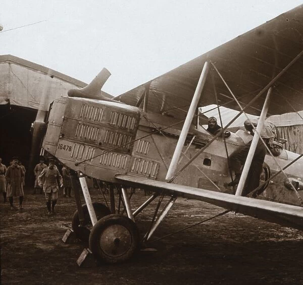 Breguet biplane about to take off, c1914-c1918