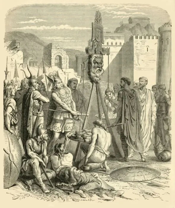 Framed Print : Brennus at Rome, 1890. Creator: Unknown
