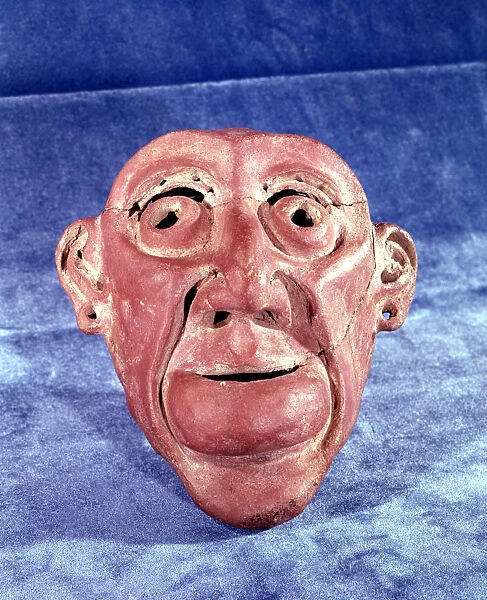 Brest mask made of clay of 14 cm in height, comes from the archaeological site of Tlatilco