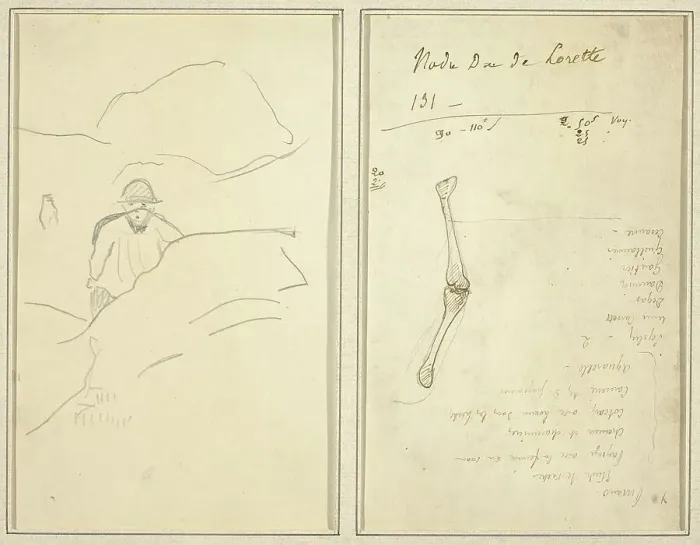 Framed Print : Breton Boy in a Landscape; Study of an Arm [verso], 1884-1888. Creator: Paul Gauguin