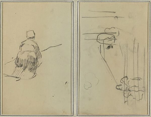 A Breton Woman Walking; Sketch with Stairs [verso], 1884-1888. Creator: Paul Gauguin