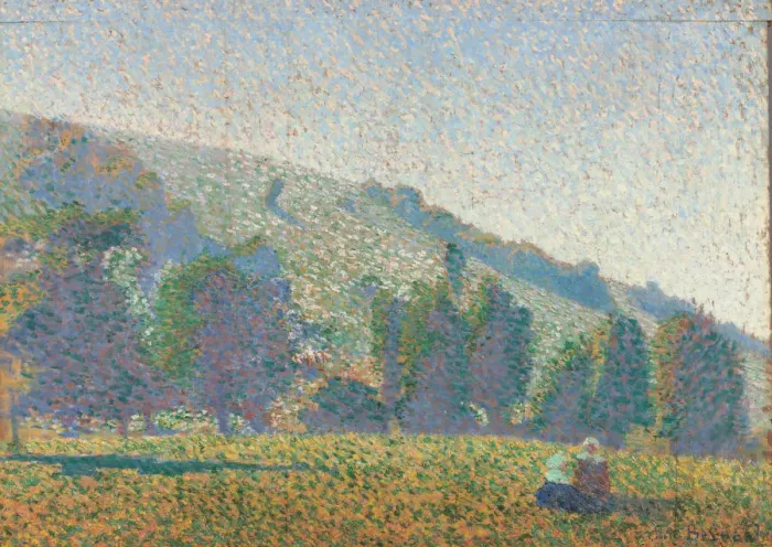 Framed Print : Two Breton women in a meadow, 1886. Artist: Bernard, Emile (1868-1941) Framed Print : Two Breton women in a meadow, 1886. Artist: Bernard, Emile (1868-1941)