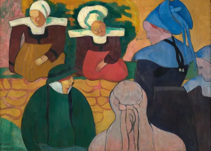 Framed Print : Breton Women at a Wall, 1892. Creator: Emile Bernard Framed Print : Breton Women at a Wall, 1892. Creator: Emile Bernard