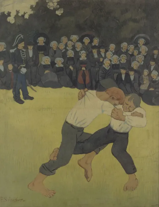 Framed Print : Breton Wrestling, 1890-1891. Artist: Serusier, Paul (1864-1927) Framed Print : Breton Wrestling, 1890-1891. Artist: Serusier, Paul (1864-1927)
