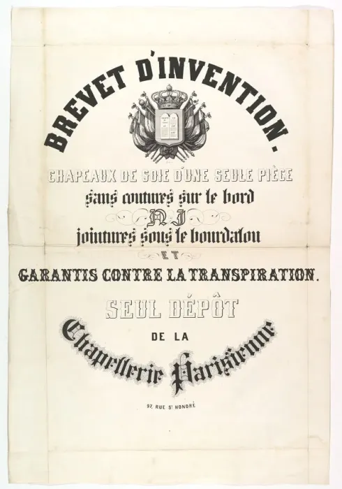 Framed Print : Brevet d Invention. Chapeaux de soie d une seule piece... 19th century Framed Print : Brevet d Invention. Chapeaux de soie d une seule piece... 19th century