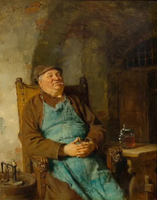 Framed Print : Brew master smoking a cigar, 1882 Framed Print : Brew master smoking a cigar, 1882