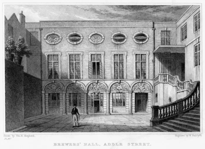 Framed Print : Brewers Hall, Addle Street, City of London, 1831. Artist: William Radclyffe Framed Print : Brewers Hall, Addle Street, City of London, 1831. Artist: William Radclyffe