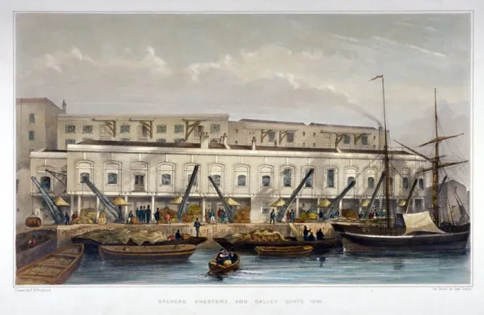 Framed Print : Brewers Quay, Chester Quay and Galley Quay, Lower Thames Street, City of London, 1841 Framed Print : Brewers Quay, Chester Quay and Galley Quay, Lower Thames Street, City of London, 1841