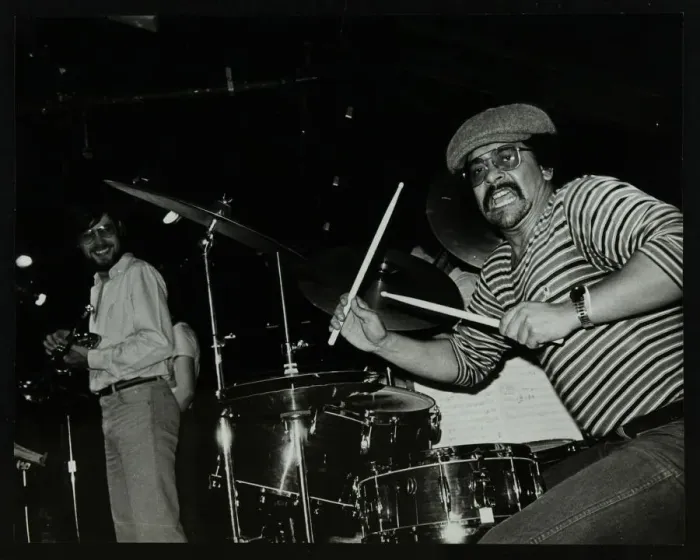 Framed Print : Brian Abrahams (drums) and Guy Barker (trumpet) on stage at The Stables, Wavendon, Buckinghamshire Framed Print : Brian Abrahams (drums) and Guy Barker (trumpet) on stage at The Stables, Wavendon, Buckinghamshire