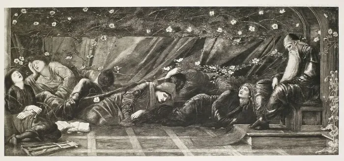 Framed Print : The Briar Rose Series - The Council Chamber (II), c1870s, (1900). Creator: Unknown Framed Print : The Briar Rose Series - The Council Chamber (II), c1870s, (1900). Creator: Unknown