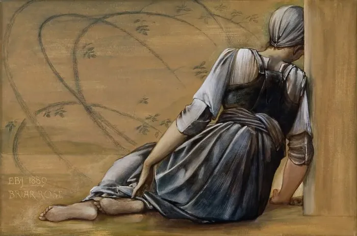 Framed Print : The Briar Rose Series - Study for The Garden Court, 1889. Creator: Sir Edward Coley Burne-Jones Framed Print : The Briar Rose Series - Study for The Garden Court, 1889. Creator: Sir Edward Coley Burne-Jones