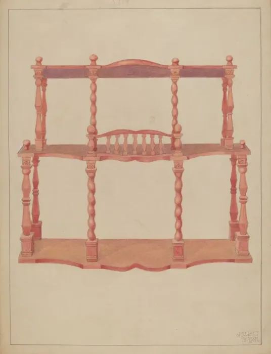 Framed Print : Brick-a-brack Shelf, c. 1936. Creator: Julie C Brush Framed Print : Brick-a-brack Shelf, c. 1936. Creator: Julie C Brush