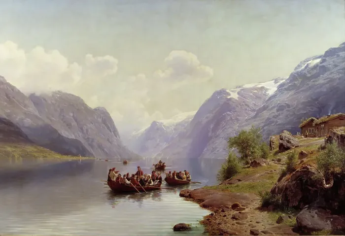 Framed Print : Bridal Escort on the Hardanger Fiord, 1865. Creator: J. F. Eckersberg Framed Print : Bridal Escort on the Hardanger Fiord, 1865. Creator: J. F. Eckersberg