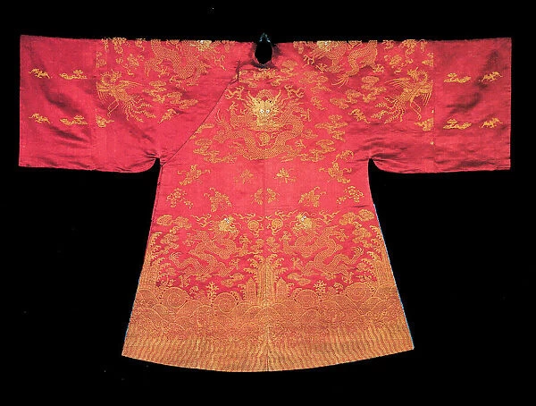 Bridal Long Pao (Dragon Robe), China, 1875  /  90, Qing dynasty (1644-1911). Creator: Unknown