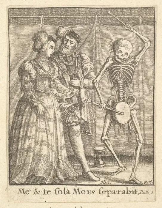 Framed Print : Bridal pair, from the Dance of Death, 1651. Creator: Wenceslaus Hollar Framed Print : Bridal pair, from the Dance of Death, 1651. Creator: Wenceslaus Hollar