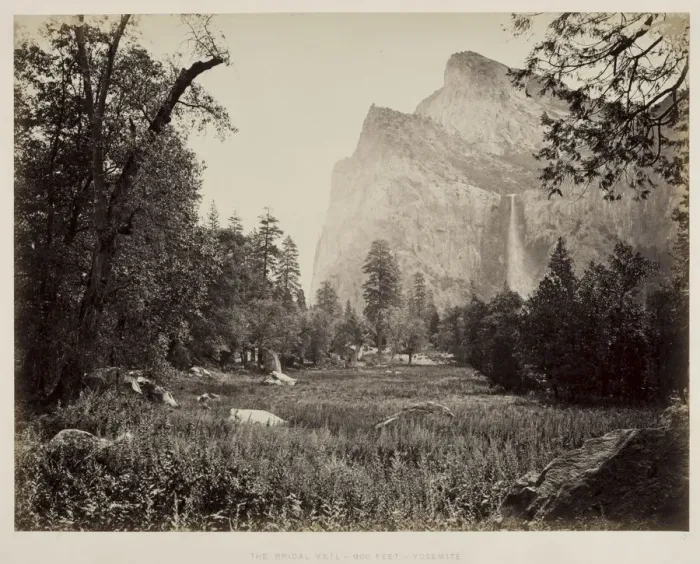 Framed Print : Bridal Veil, Yosemite, c. 1865-1866. Creator: Carleton E. Watkins (American, 1829-1916) Framed Print : Bridal Veil, Yosemite, c. 1865-1866. Creator: Carleton E. Watkins (American, 1829-1916)