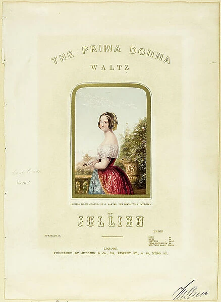 The Bride, cover for The Prima Donna Waltz sheet music, 1850. Creator: George Baxter