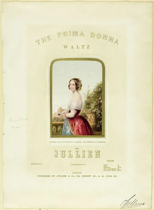 Framed Print : The Bride, cover for The Prima Donna Waltz sheet music, 1850. Creator: George Baxter Framed Print : The Bride, cover for The Prima Donna Waltz sheet music, 1850. Creator: George Baxter