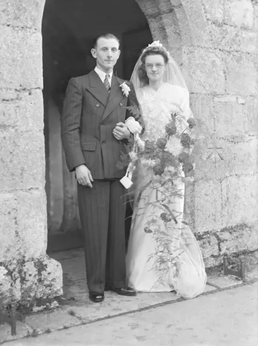 Framed Print : Bride and groom, c1935. Creator: Kirk & Sons of Cowes