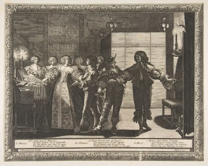 Framed Print : The Bride Taken Home (La Mariee reconduite chez elle), 1633. Creator: Abraham Bosse Framed Print : The Bride Taken Home (La Mariee reconduite chez elle), 1633. Creator: Abraham Bosse