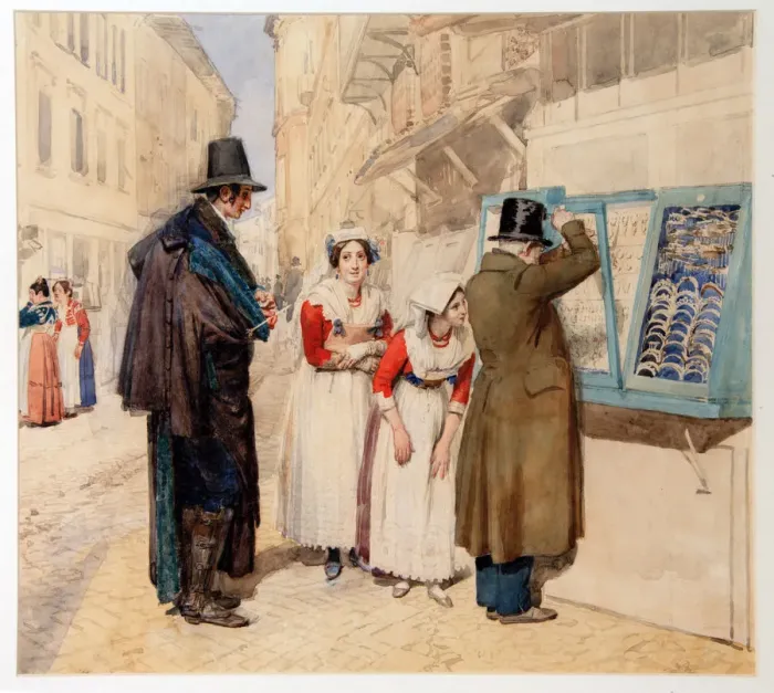 Framed Print : A Bridegroom Choosing a Ring for His Fiancee, 1838. Artist: Ivanov, Alexander Andreyevich (1806-1858) Framed Print : A Bridegroom Choosing a Ring for His Fiancee, 1838. Artist: Ivanov, Alexander Andreyevich (1806-1858)