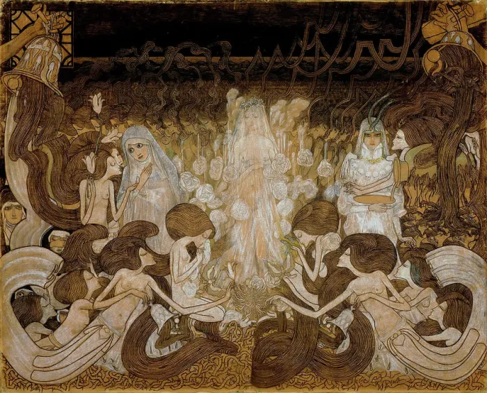 Framed Print : The three brides, 1892-1893. Creator: Toorop, Jan (1858-1928) Framed Print : The three brides, 1892-1893. Creator: Toorop, Jan (1858-1928)