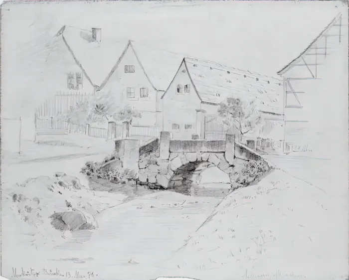 Framed Print : The Bridge, 1878. Creator: Louis Michel Eilshemius Framed Print : The Bridge, 1878. Creator: Louis Michel Eilshemius