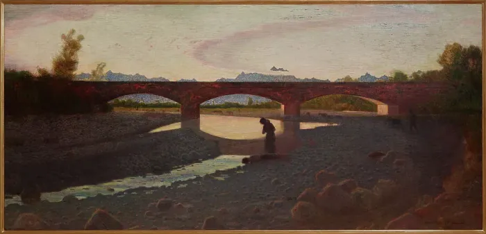 Framed Print : The Bridge, 1904. Creator: Pellizza da Volpedo, Giuseppe (1868-1907) Framed Print : The Bridge, 1904. Creator: Pellizza da Volpedo, Giuseppe (1868-1907)