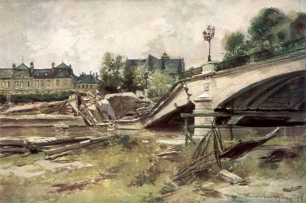 The Bridge at the Aisne, France, 1915, (1926). Artist: Francois Flameng