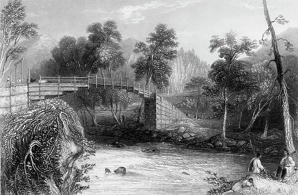 The Bridge at Bhurkote, 1845. Creator: William Purser