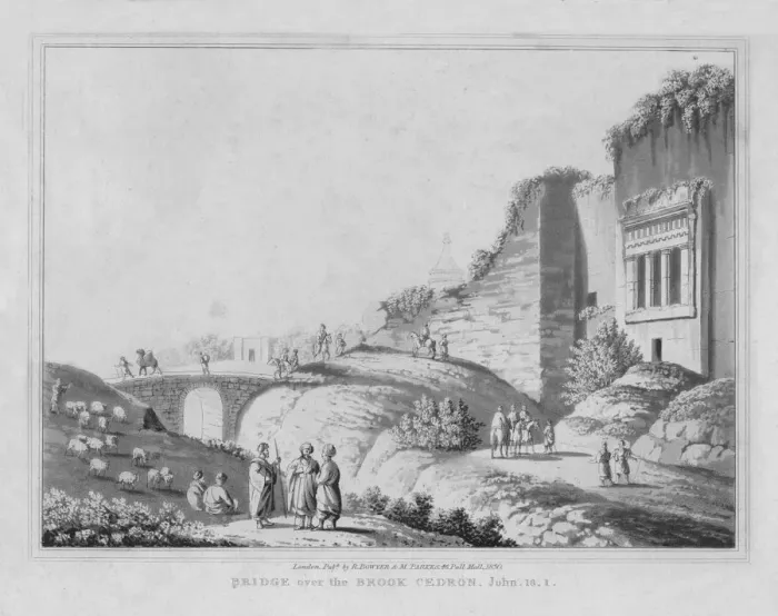 Framed Print : Bridge over the Brook Cedron. John, 18. 1, 1830. Artist: J Clarke Framed Print : Bridge over the Brook Cedron. John, 18. 1, 1830. Artist: J Clarke