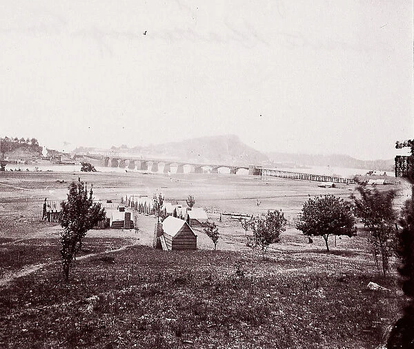Bridge Builders Camp opposite Chattanooga, ca. 1864. Creator: George N. Barnard