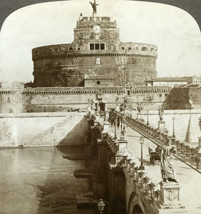 Framed Print : Bridge and Castle of St Angelo, Rome, Italy. Artist: Underwood & Underwood Framed Print : Bridge and Castle of St Angelo, Rome, Italy. Artist: Underwood & Underwood