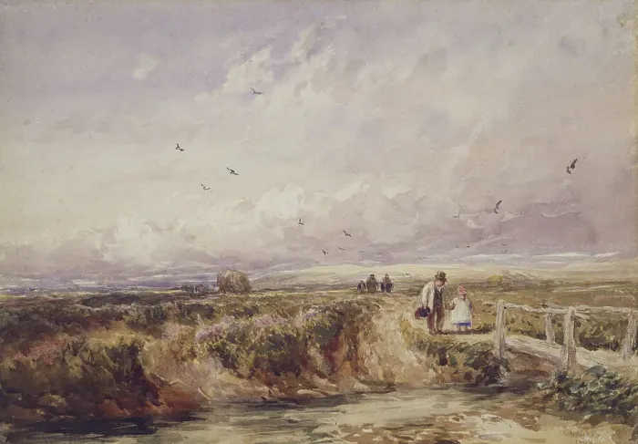 Framed Print : The Bridge on the Common, 1842. Creator: David Cox the Elder Framed Print : The Bridge on the Common, 1842. Creator: David Cox the Elder
