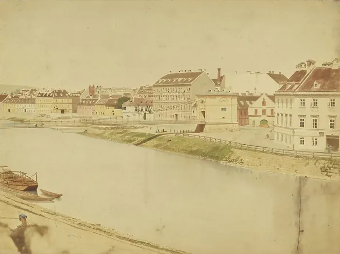 Framed Print : Bridge over the Danube, about 1850-1860. Creator: Unknown Framed Print : Bridge over the Danube, about 1850-1860. Creator: Unknown