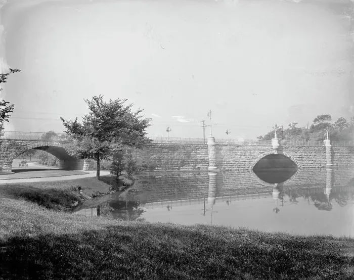 Framed Print : Bridge in Delaware Park, Buffalo, N.Y. between 1900 and 1910. Creator: Unknown Framed Print : Bridge in Delaware Park, Buffalo, N.Y. between 1900 and 1910. Creator: Unknown
